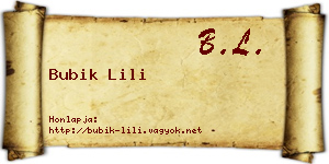 Bubik Lili névjegykártya